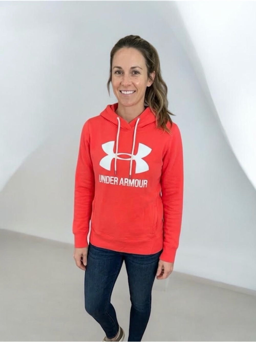 Under Armour red-orange color hooded sweatshirt